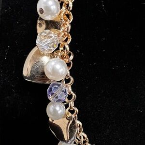 Paparazzi Gold and White Heart set necklace